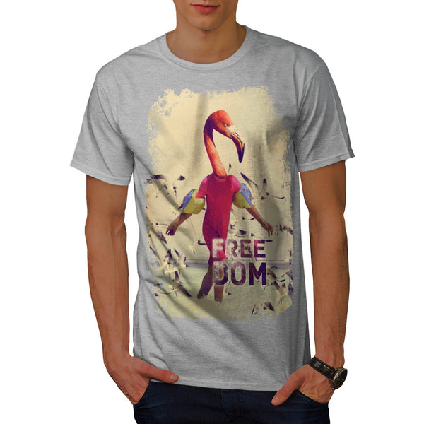 Freedom Flamingo Man Mens T-Shirt