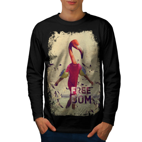Freedom Flamingo Man Mens Long Sleeve T-Shirt