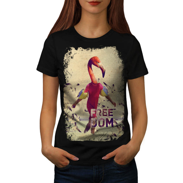 Freedom Flamingo Man Womens T-Shirt