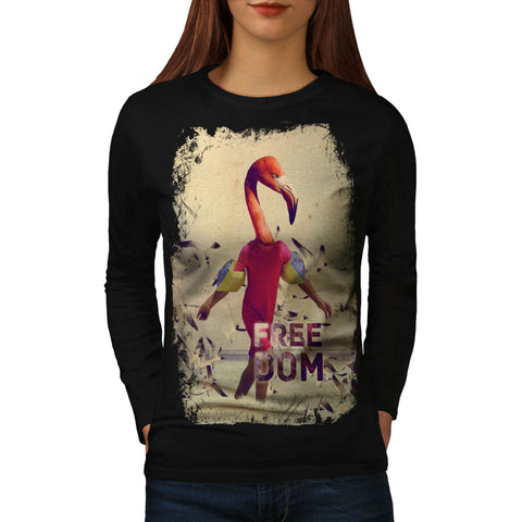 Freedom Flamingo Man Womens Long Sleeve T-Shirt