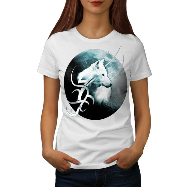 Tribal White Wolf Womens T-Shirt
