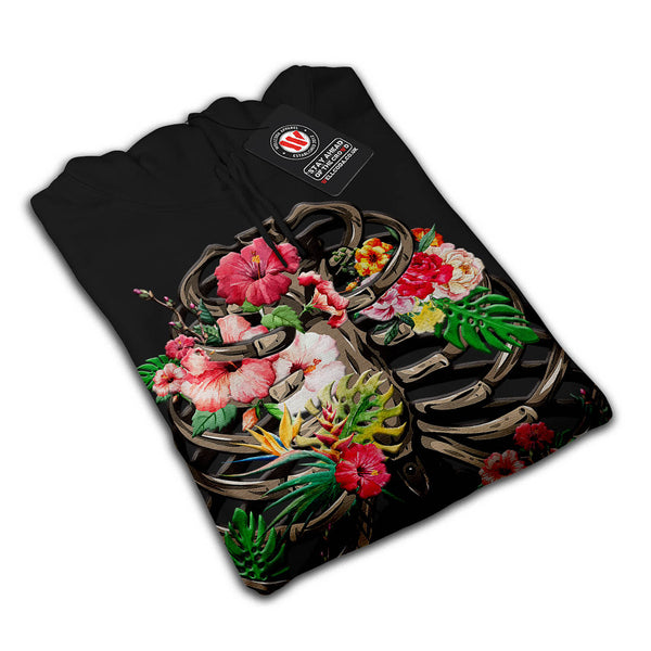 Skull Flower Body Art Womens Hoodie