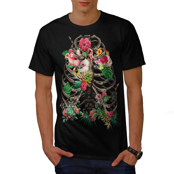 Skull Flower Body Art Mens T-Shirt