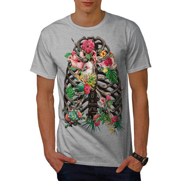 Skull Flower Body Art Mens T-Shirt