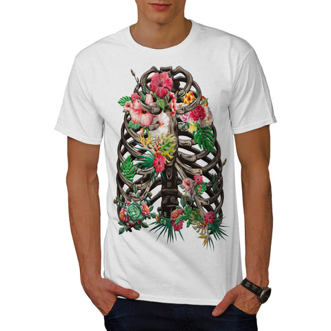 Skull Flower Body Art Mens T-Shirt