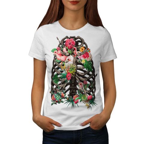 Skull Flower Body Art Womens T-Shirt