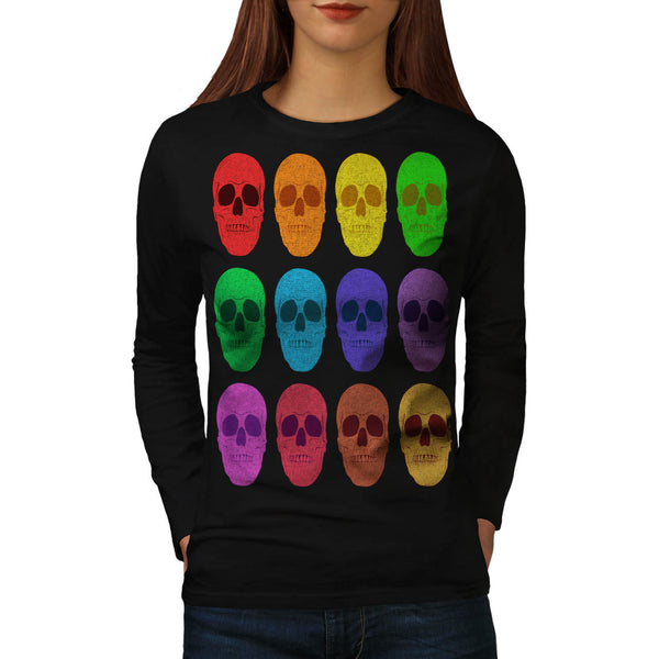 Skull Sugar Glow Art Womens Long Sleeve T-Shirt