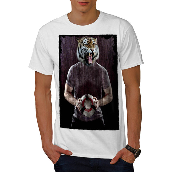 Tiger Football Ball Mens T-Shirt