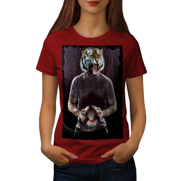 Tiger Football Ball Womens T-Shirt