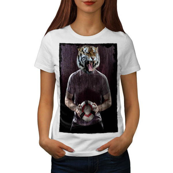 Tiger Football Ball Womens T-Shirt