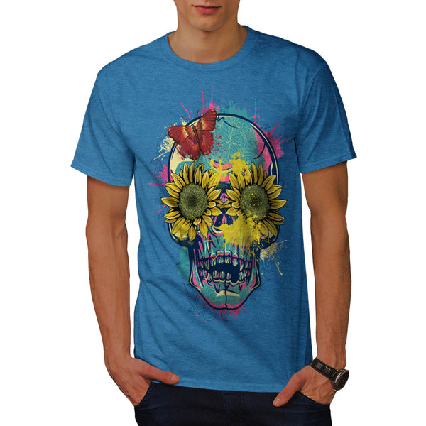 Skull Flower Rose Art Mens T-Shirt