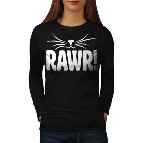 Rawr Kitten Nose Fun Womens Long Sleeve T-Shirt