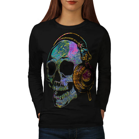 Disco Skeleton Music Womens Long Sleeve T-Shirt