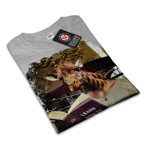 Giraffe Reading Book Mens T-Shirt