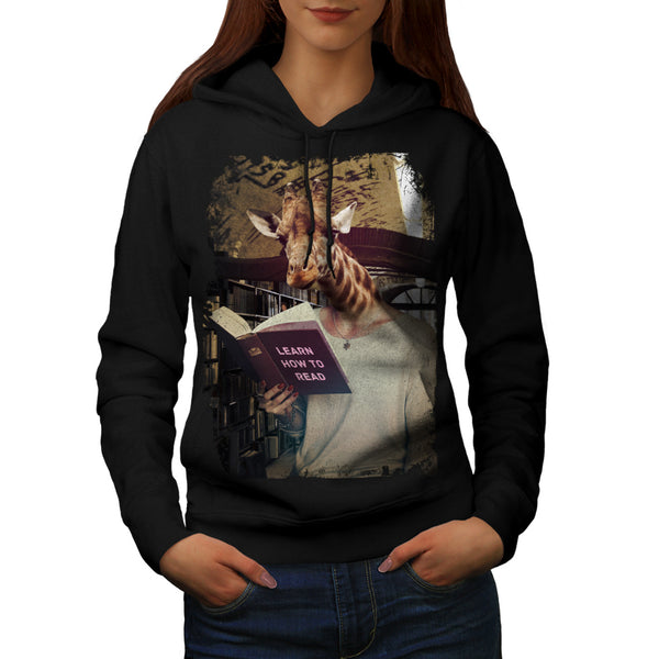 Giraffe Reading Book Womens Hoodie