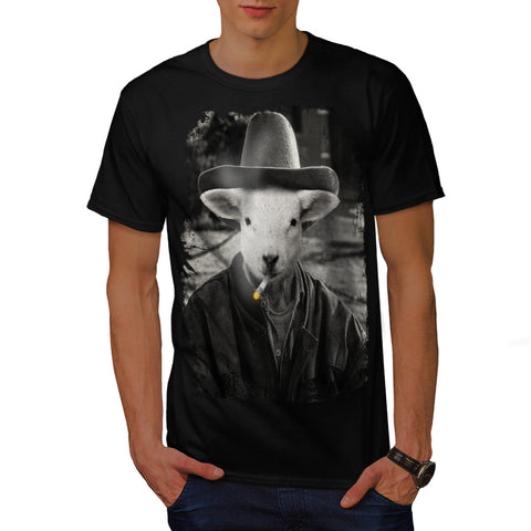 Sheep Smoke Gentleman Mens T-Shirt