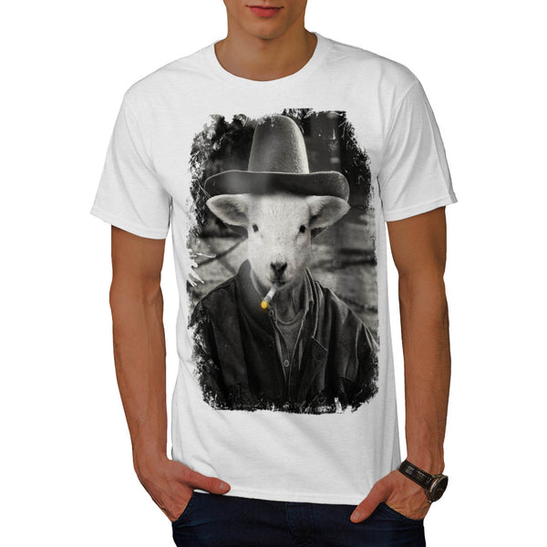 Sheep Smoke Gentleman Mens T-Shirt